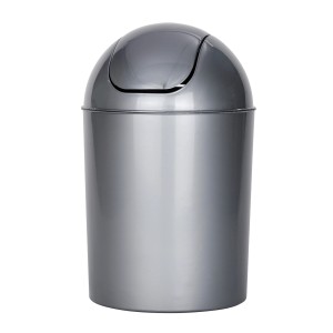 Wenko Schwingdeckeleimer Economic, grau, aus Kunststoff, ideal für Bad und WC.