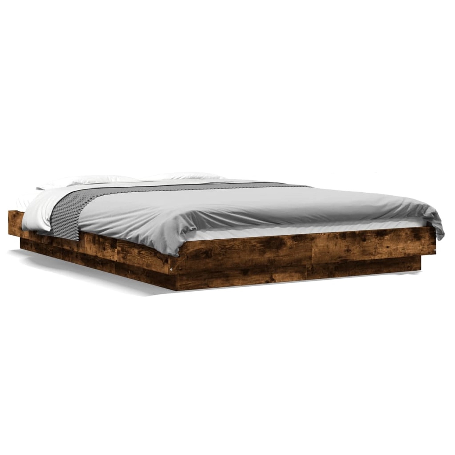 vidaXL Bettgestell mit LED Räuchereiche 120x190 cm Holzwerkstoff 3281144 günstig online kaufen