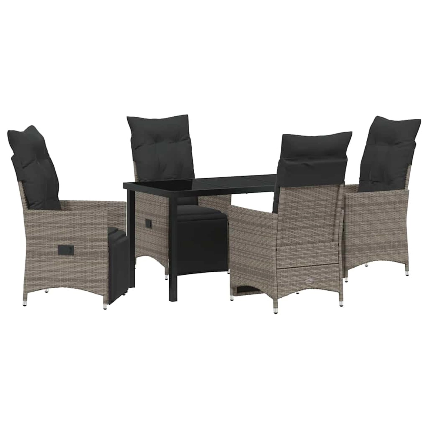 vidaXL Garten Essgruppe mit Kissen 5-Tlg Grau Poly Rattan 3379578 günstig online kaufen