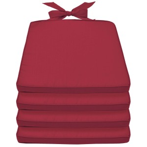 Beautissu Pia Stuhlkissen 4er Set, 45x40cm, Rot, mit Bindebändern für Gartenstühle.