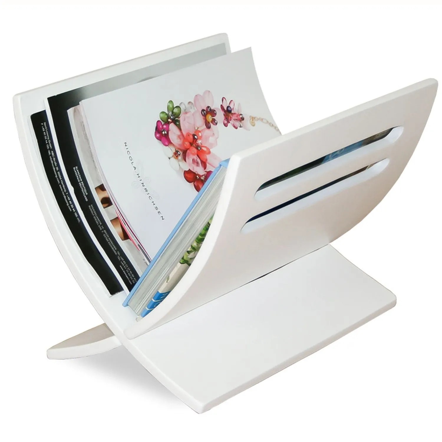 Homestyle4u Zeitungsständer Zeitschriftenhalter Zeitschriftenständer Magazinhalter Holz 2 Fächer, Weiß, BHT: 39x33x29 cm