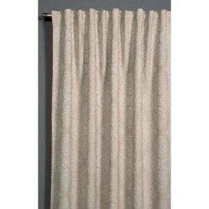 Beiger Bennetti Schal mit Ornamenten und Gardinenband, 140x245 cm. Blickdichter Fenstervorhang.