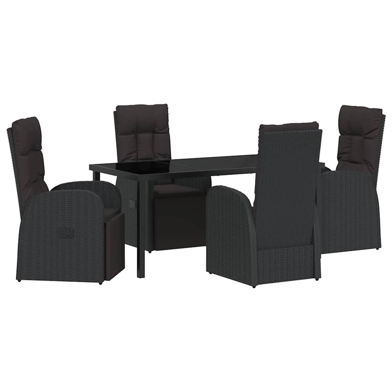 vidaXL Garten Essgruppe mit Kissen 5-Tlg Schwarz Poly Rattan 3379516 günstig online kaufen