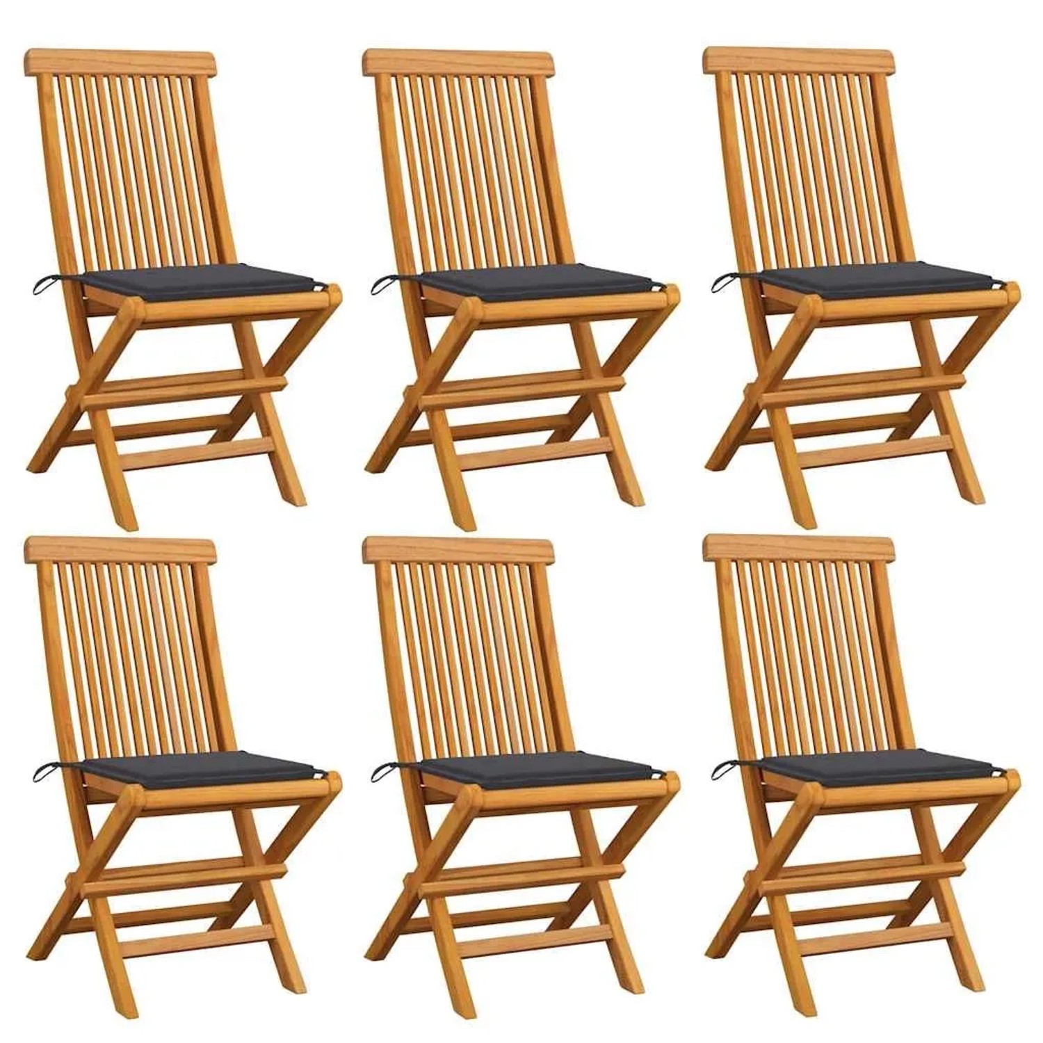 vidaXL Gartenstühle mit Anthrazit Kissen 6 Stk Massivholz Teak 3065590 günstig online kaufen