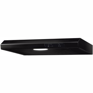 Respekta Unterbauhaube Suna, 60 cm, schwarz lackiert, mit LED-Beleuchtung und Schiebeschalter.