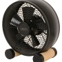 Lucci Air Tischventilator Breeze Table in Schwarz mit hellem Holzdekor.