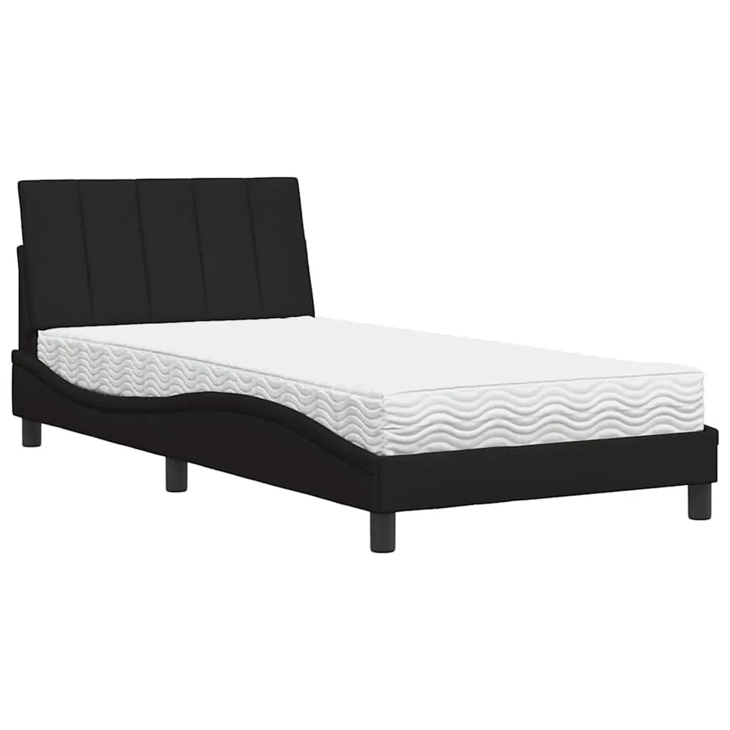 vidaXL Bett mit Matratze Schwarz 100x200 cm Stoff 3310512