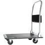 Tectake Plattformwagen  Klappbarer Handgriff Mit Aufbewahrungsfach 2 Block  und 2 Drehrollen  73 x 47 x 83 cm Schwarz
