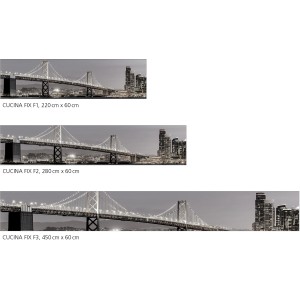 Myspotti Küchenrückwandfolie San Francisco, verschiedene Größen. Brücke und Stadtansicht.