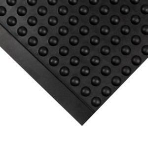 Schwarze KARAT Arbeitsmatte Bubble aus Naturgummi, 60x90 cm, Anti-Ermüdungsmatte mit Noppen.