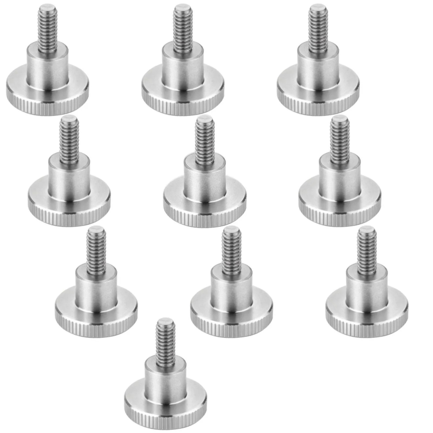 SOTECH 10x Rändelschrauben M3 x 16 mm Hohe Ausführung mit Schaft Kopf Durchmesser 12 x 2,5 mm DIN 464 Edelstahl V2A SS304