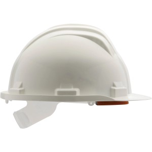 Weißer Gebol Schutzhelm Modell Meister für optimalen Kopfschutz.