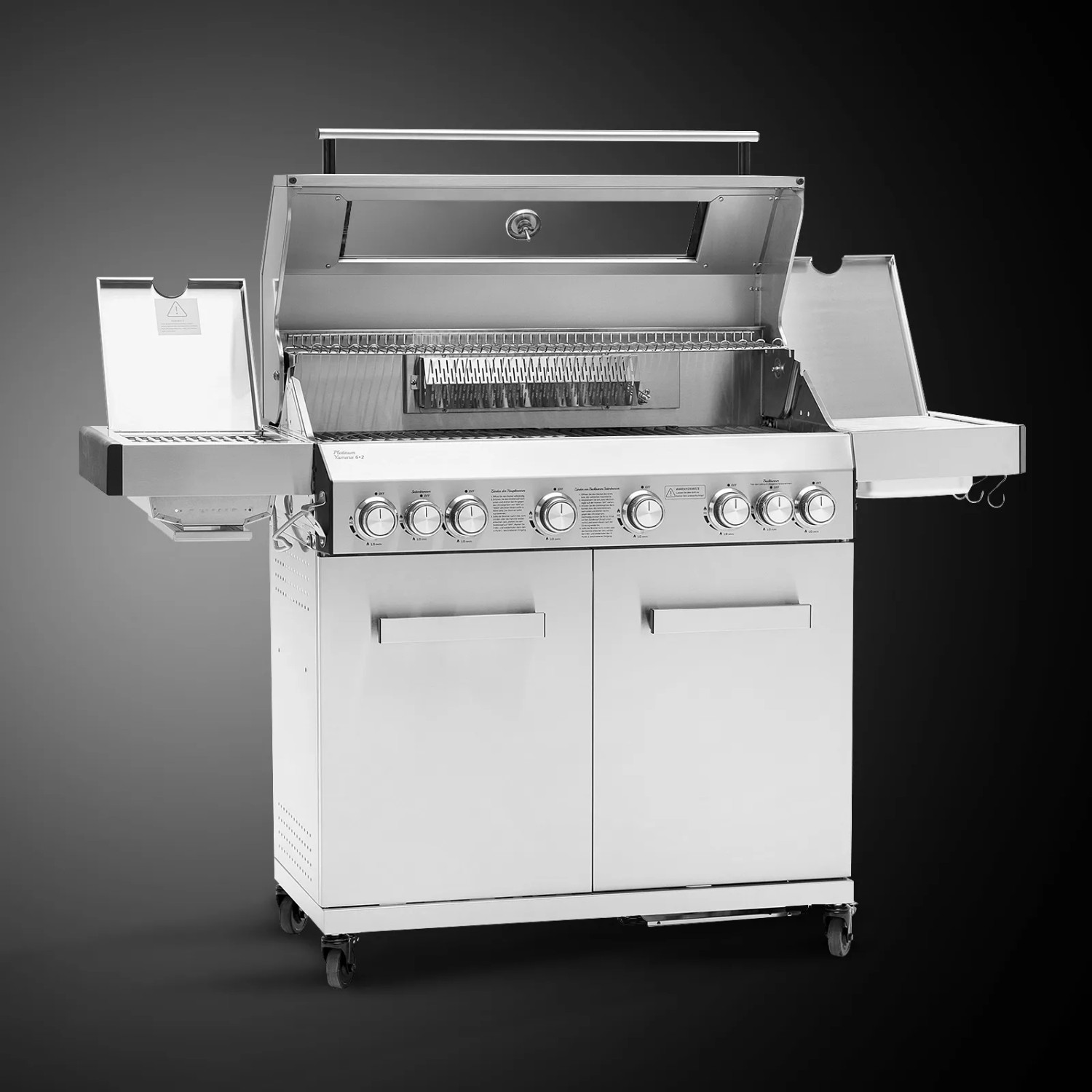 Taino Platinum Yamara 6+2 Gasgrill aus Edelstahl mit 6 Brennern, Sear- und Backburner.
