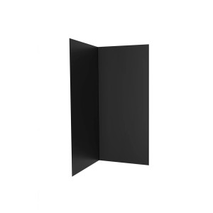 Schwarze Duschrückwand 100x90x210cm aus Aluverbundplatte als Fliesenersatz.