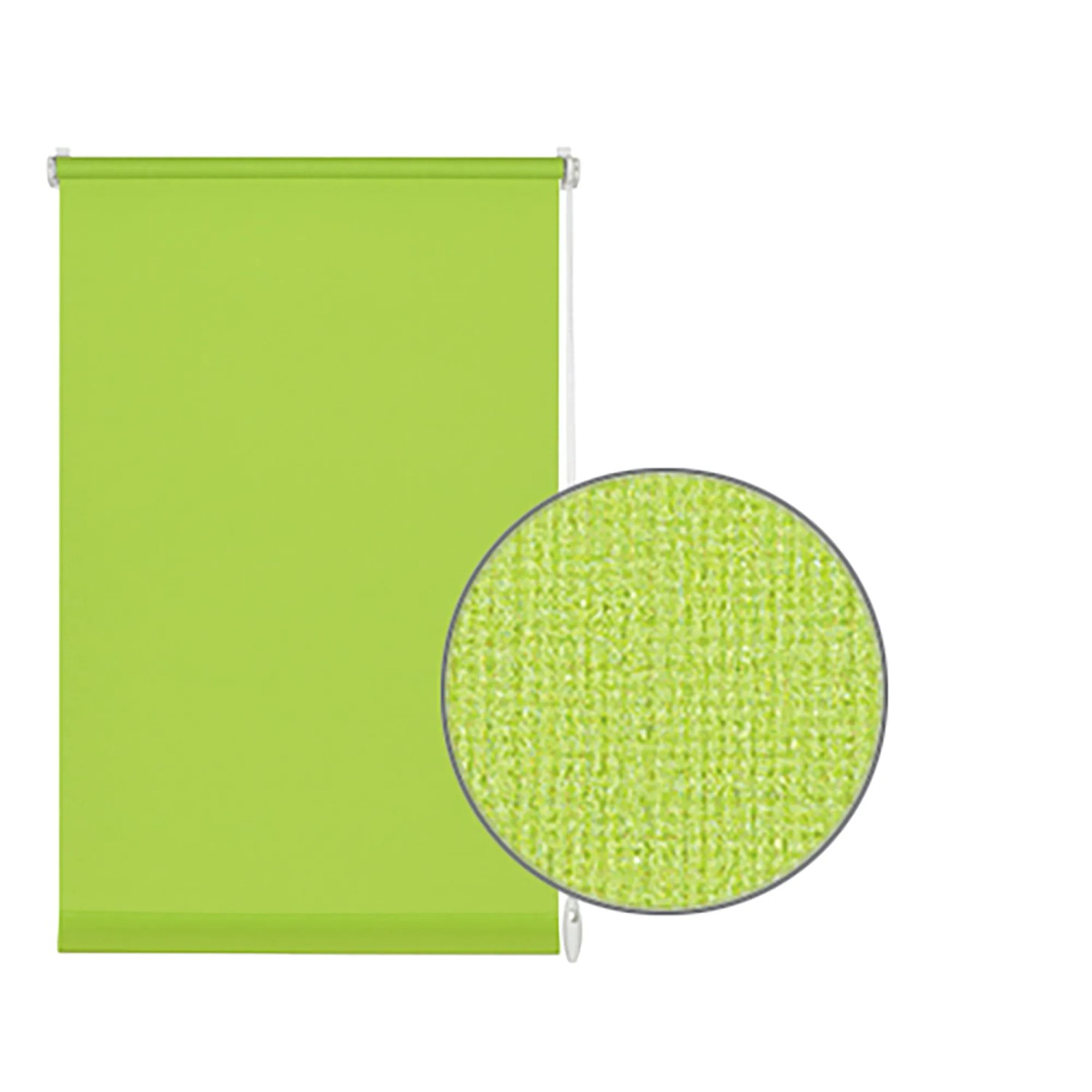 Gardinia EasyFix Rollo, 60x150 cm, Apfelgrün: Lichtdurchlässiges Rollo mit Detailansicht der Textilstruktur.