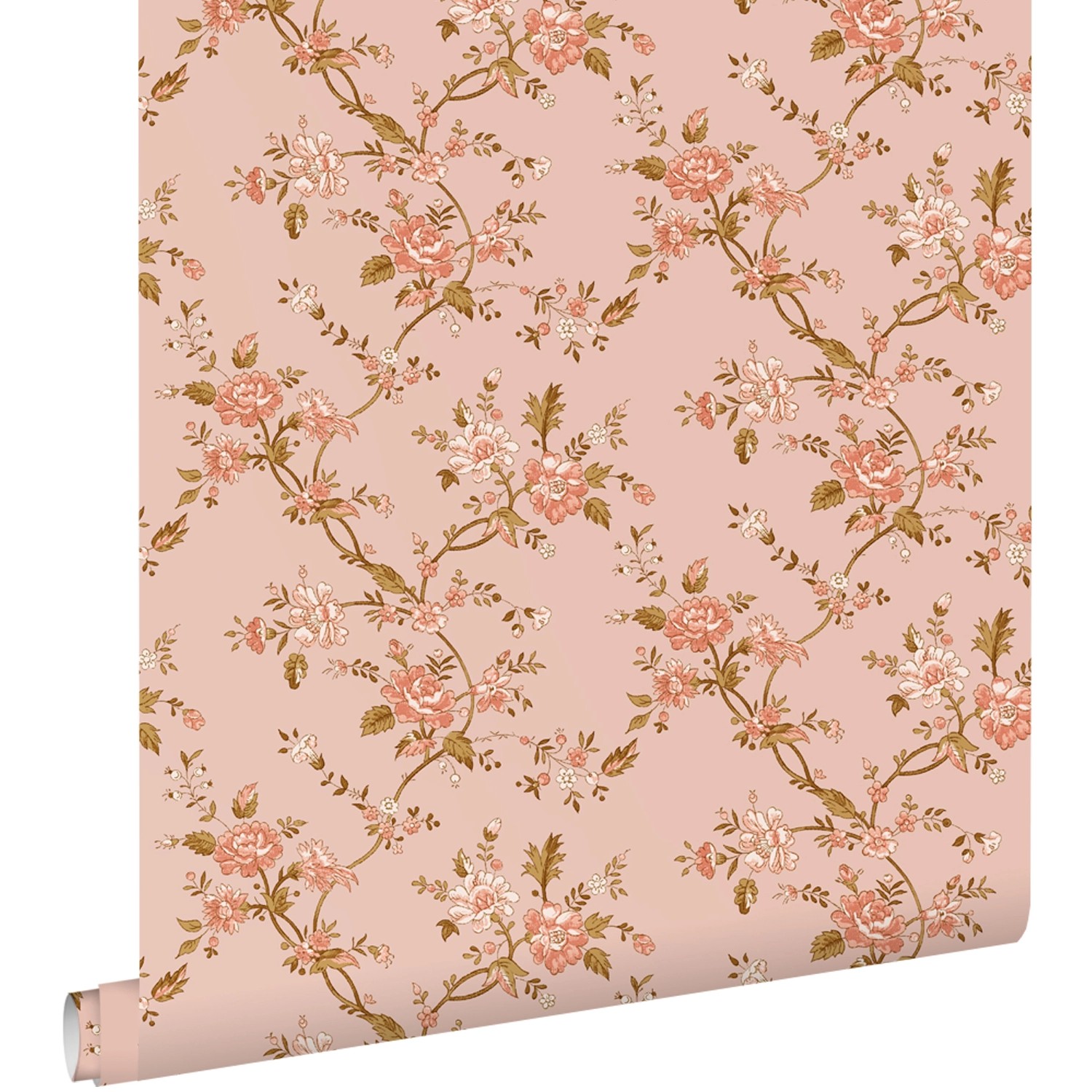 ESTAhome Tapete Blumenmuster Terrakottarosa 50 X 900 Cm 131567 günstig online kaufen