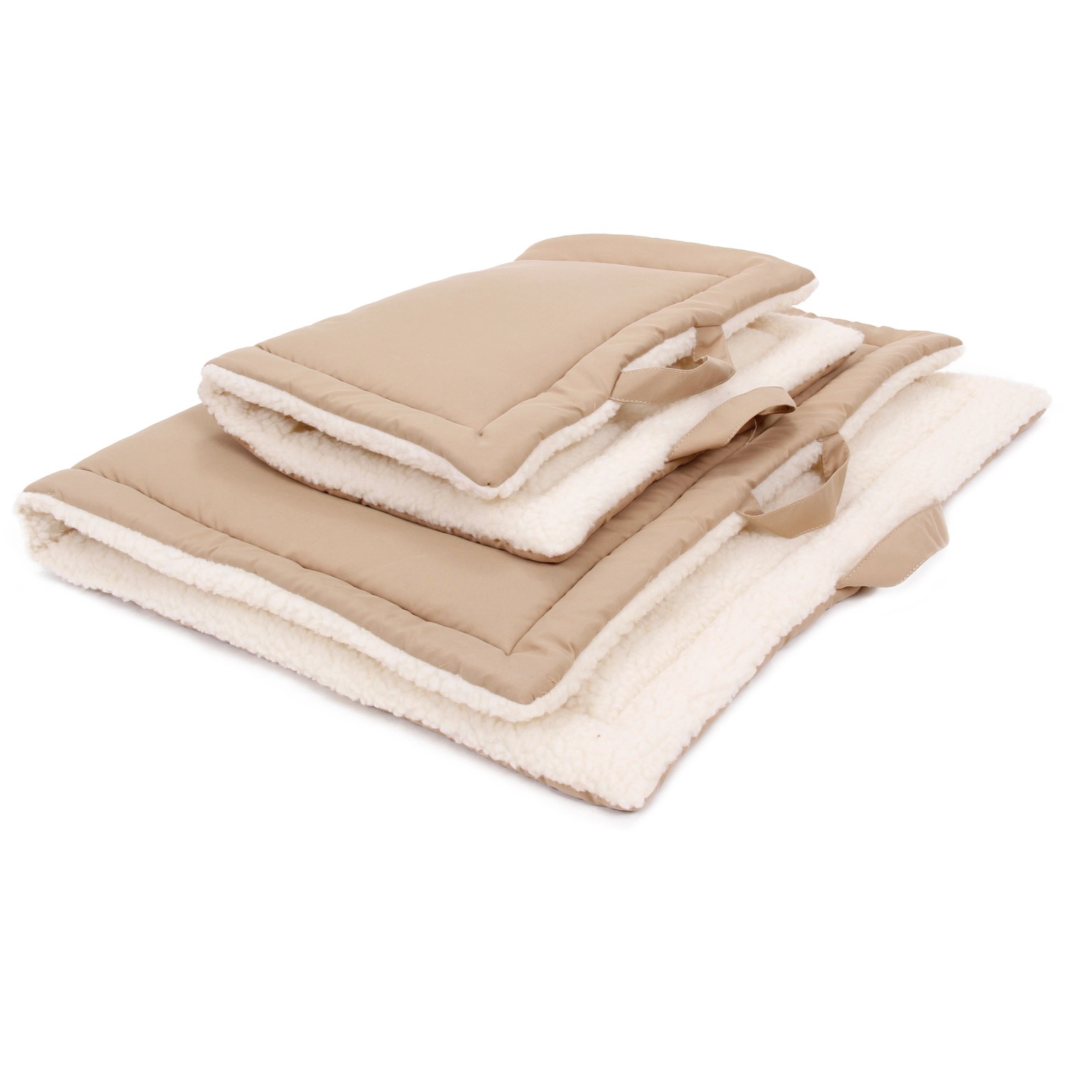 Beige Heim Haustierdecke mit Griff, Mikrofaser und Fellimitat für Hunde.