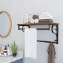 Vasagle Wandgarderobe mit 5 Haken, Regal (30x60cm), braun-schwarz, zur Wandmontage im Badezimmer.