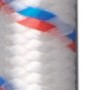 Weißes Seilflechter Gummiseil, Ø 6 mm, mit blauen und roten Akzenten.