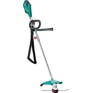 Bosch AFS 23-37 Elektro-Rasentrimmer mit verstellbarem Griff und Tragegurt.