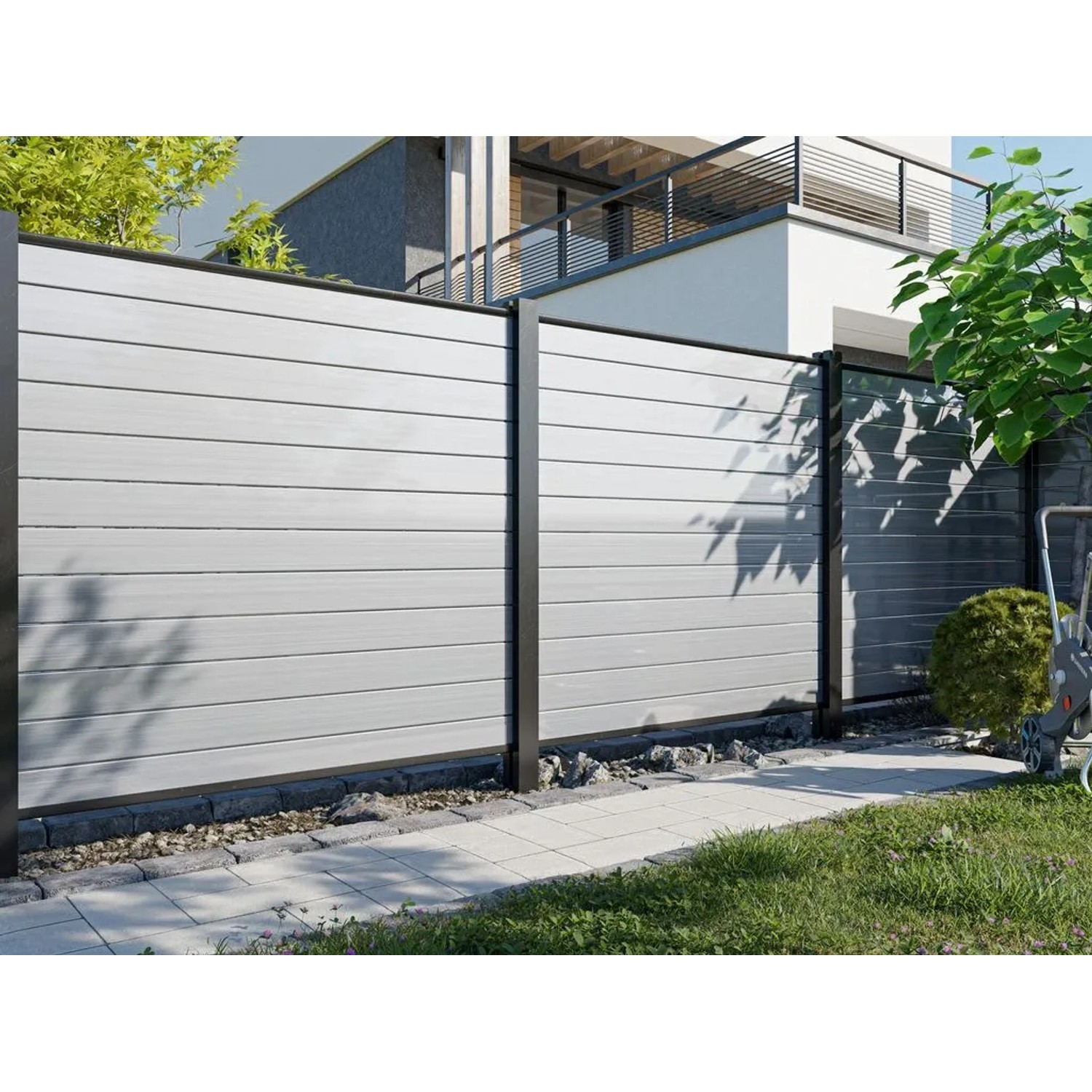 Outgarden PVC Sichtschutzzaun Cremeweiß 180x180 cm Steckzaun