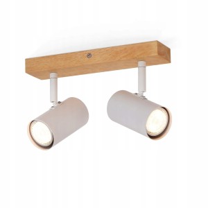 ZMH Aufbaustrahler GU10 2-fach Weiß Retro Metall Holz 350° Schwenkbar max. 25W