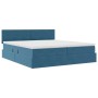 vidaXL Bett mit LED-Lichtleisten Dunkelblau 200 x 200 cm Samt 3371607_7