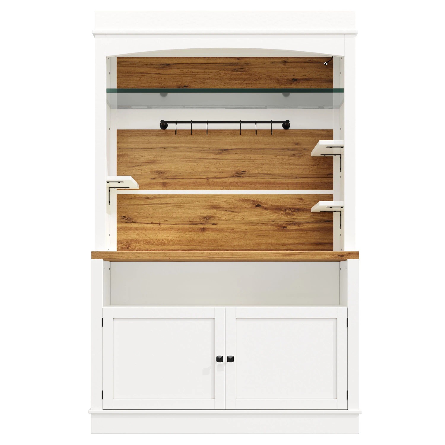 Merax Buffetschrank 184cm LED Glasregal Hakenleiste Weiß