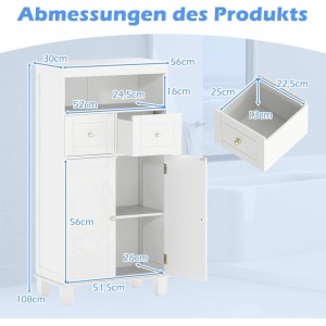 Costway Badezimmerschrank Badschrank Aufbewahrungschrank Weiß