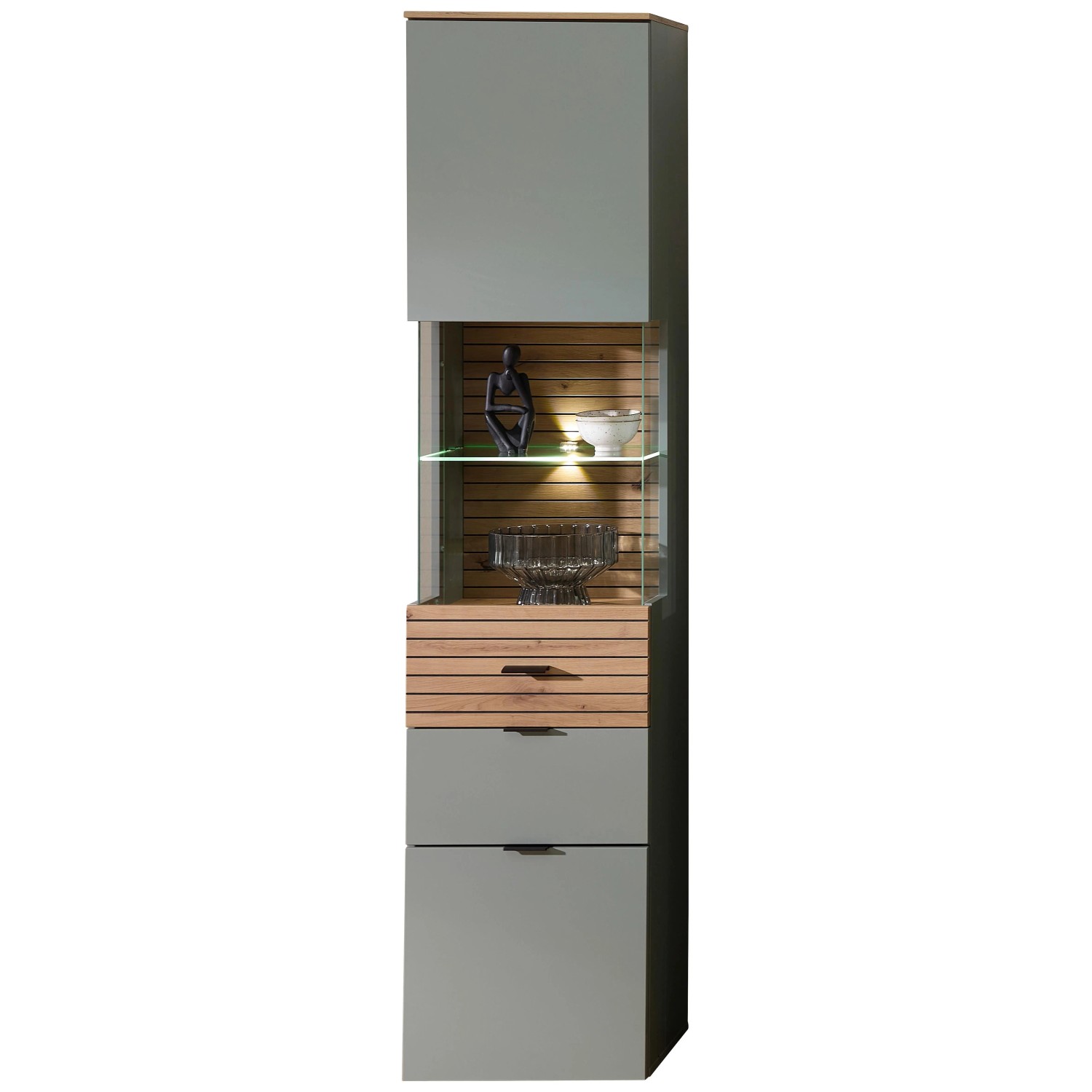 Premium Living Vitrine Memphis Grün/Eiche Artisan