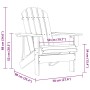 Maßzeichnung des grünen vidaXL Adirondack-Gartenstuhls aus Tannenholz mit allen Abmessungen.