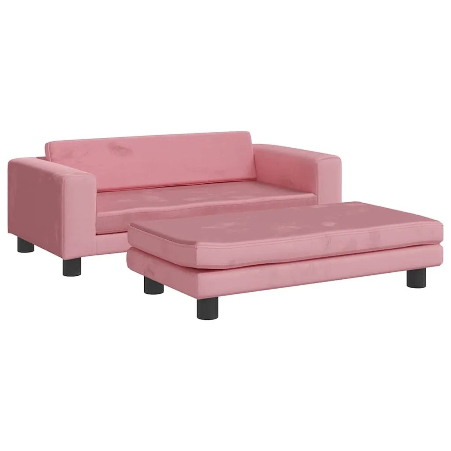 vidaXL Kindersofa mit Hocker Rosa 100x50x30 cm Samt 3196410