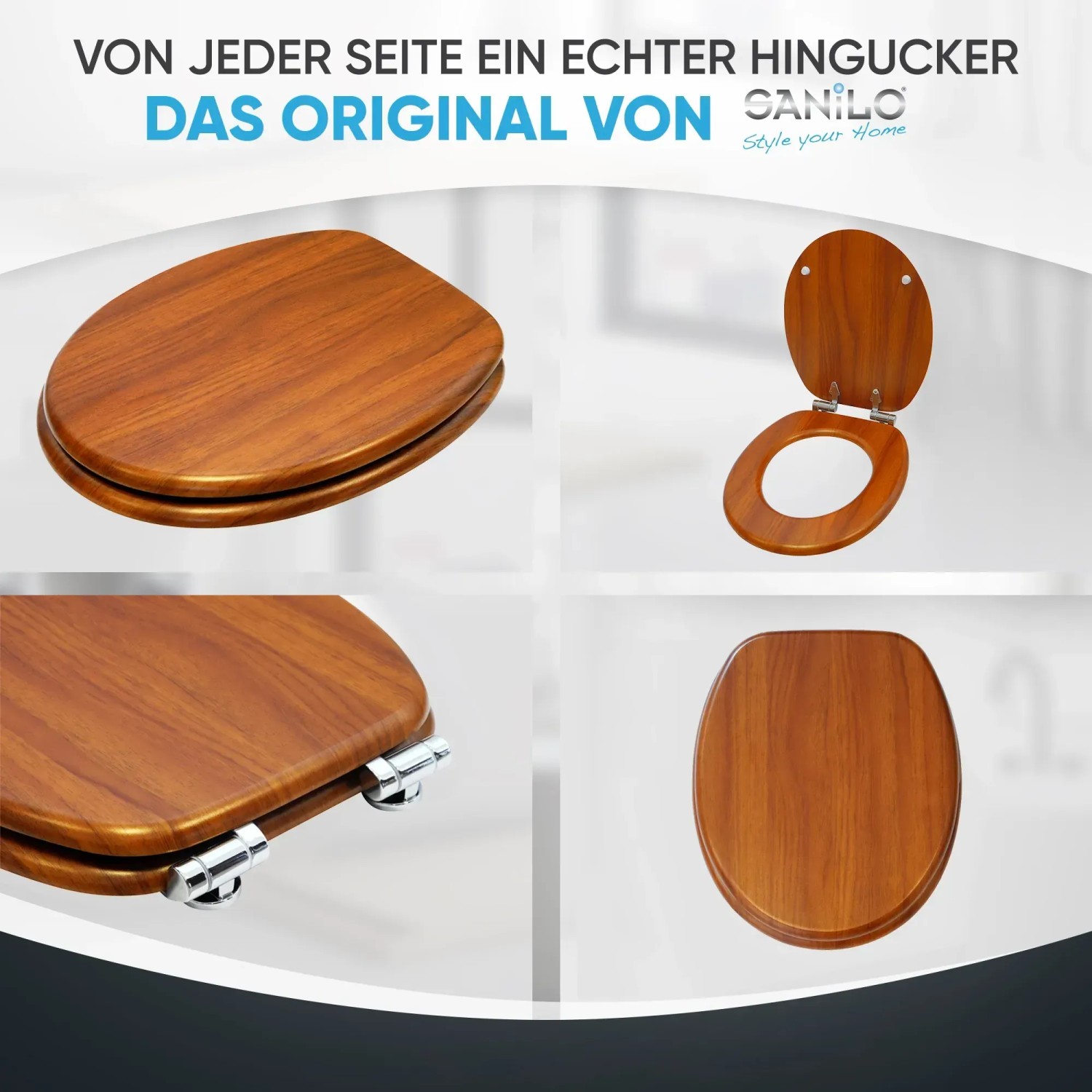 Sanilo WC Sitz mit Absenkautomatik Mahagoni, Hochwertiger und Stabiler
