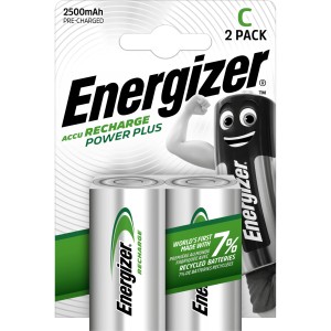 Energizer Akku Power Plus C, 2er-Pack, 2500 mAh, wiederaufladbare Batterien für Standardgeräte.