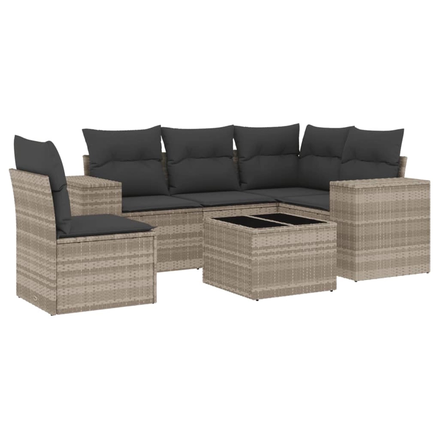 vidaXL 6-Tlg Garten-Sofagarnitur mit Kissen Hellgrau Poly Rattan 3254919 günstig online kaufen