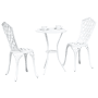 Weißes 3-tlg. vidaXL Garten Bistro Set aus Aluminium. Gartenmöbel für Terrasse und Balkon.