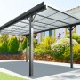 Floraworld Flachdach-Carport, Aluminium anthrazit, 300x496 cm. Moderner Einzelcarport mit robustem Rahmen und Polycarbonatdach.