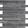 Mosaikmatte Black Slate Bricks, 30x30 cm, aus Naturstein in dunklem Grau.