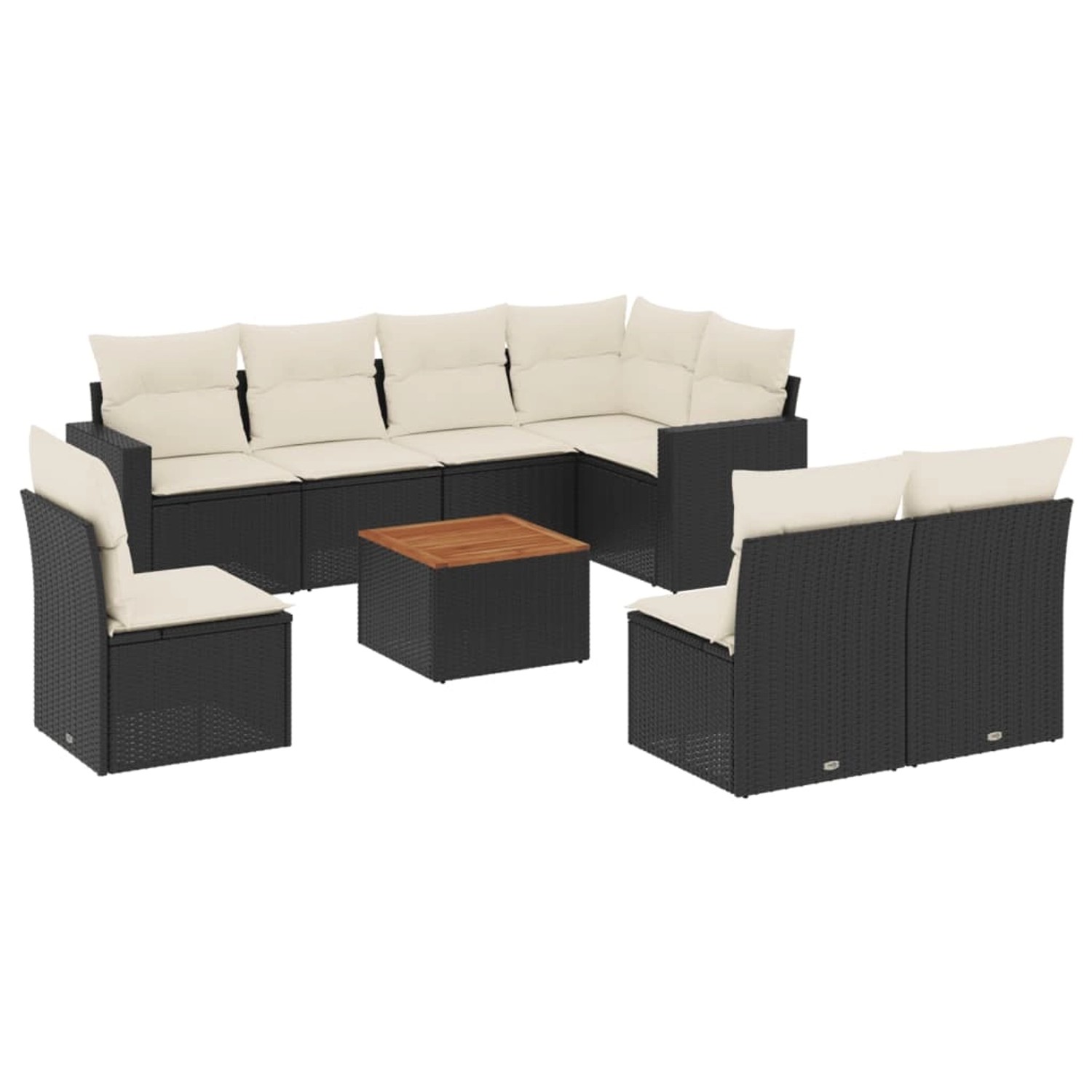 vidaXL 9-tlg Garten-Sofagarnitur mit Kissen Schwarz Poly Rattan Modell 169