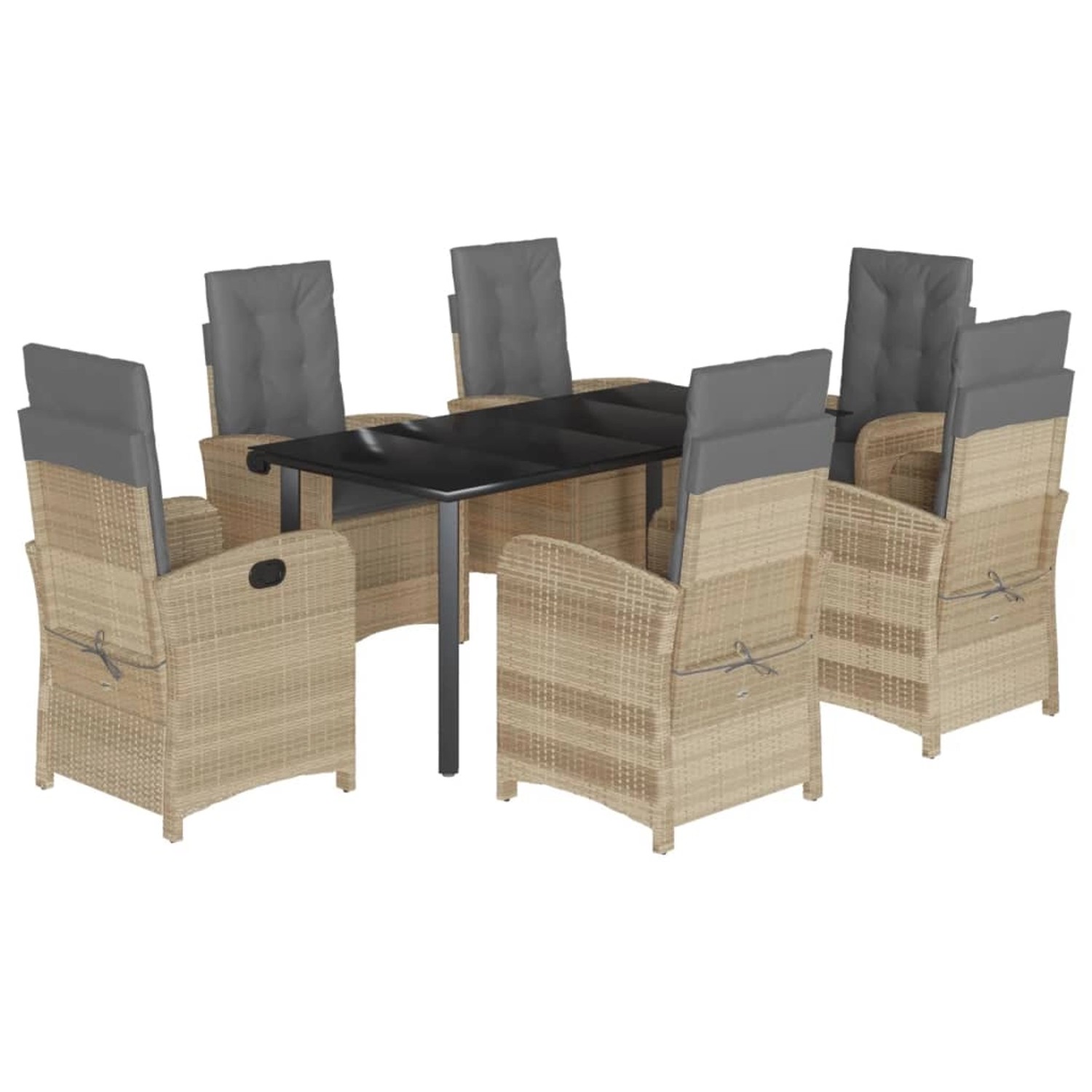 vidaXL 7-Tlg Garten-Essgruppe mit Kissen Beigemischung Poly Rattan 3212406 günstig online kaufen