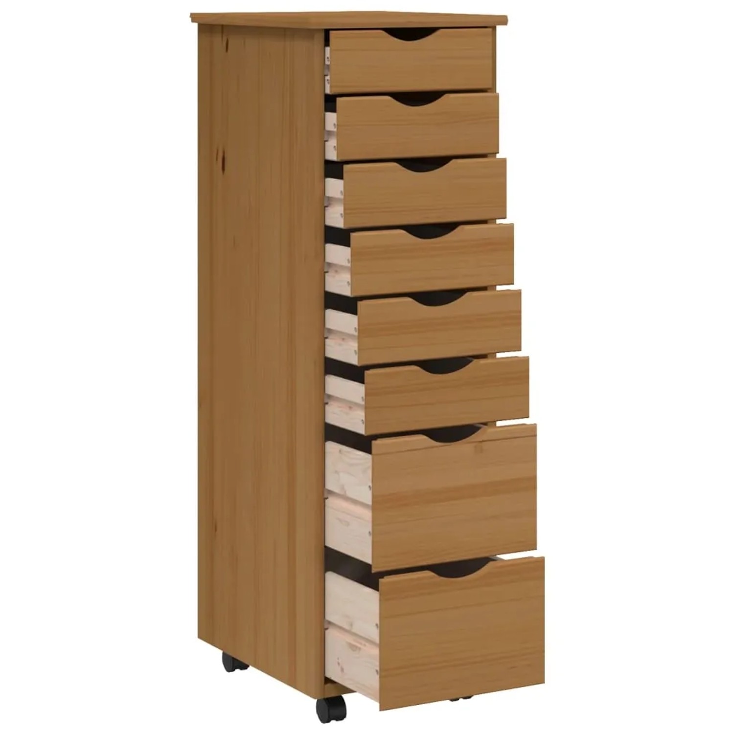 VidaXL MOSS Rollcontainer Aus Massivem Kiefernholz – 6 Schubladen, Mobil Und Stabil