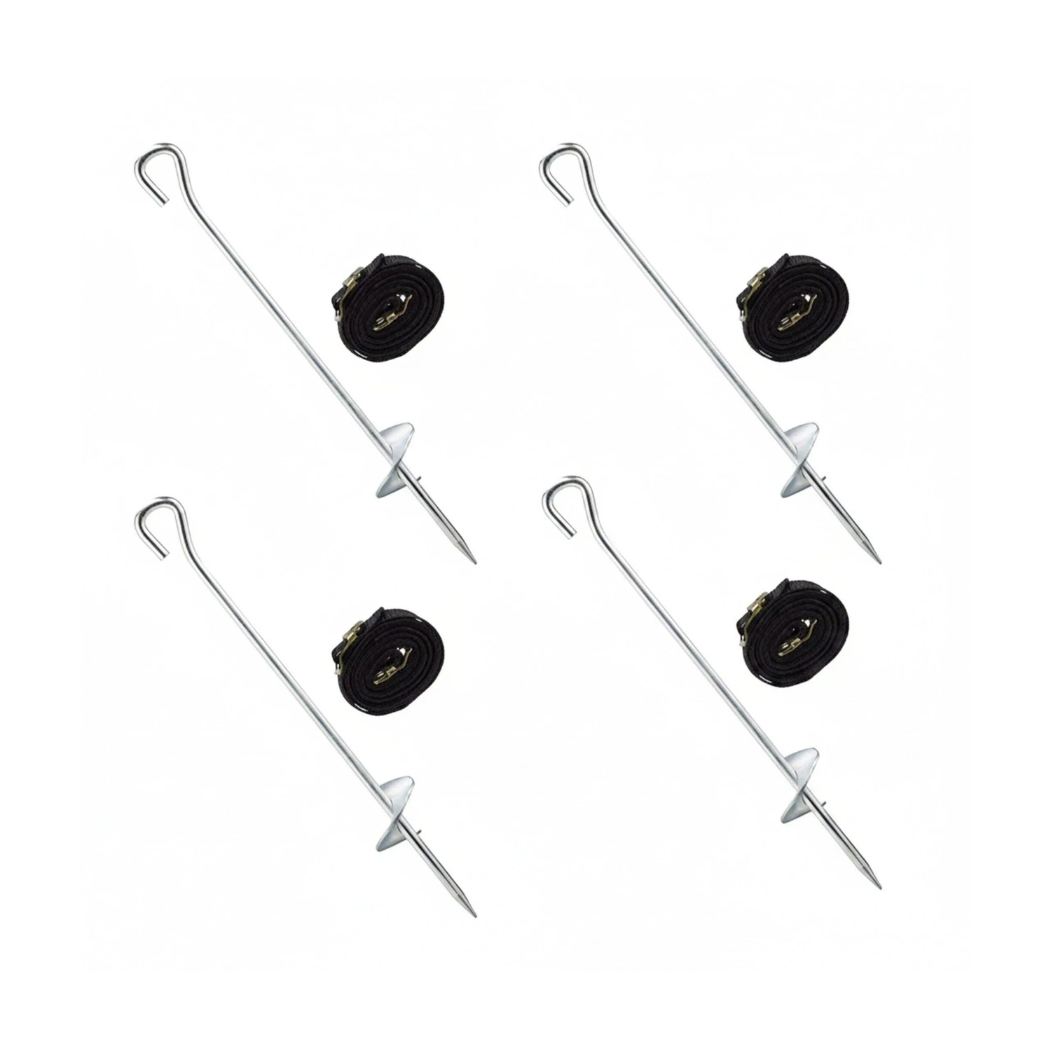 Relaxdays Bodenanker Trampolin Stahl Schwarz 8-teilig 35,5 cm 1 kg