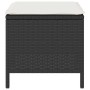 Schwarzer vidaXL Gartenhocker aus Rattan mit beigem Kissen, Teil der 4-tlg. Essgruppe.