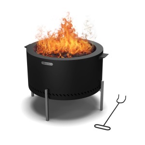 Blumfeldt Ignite Pure Feuerschale mit Grillrost, Edelstahl, schwarz, raucharme Feuerstelle mit Zubehör.