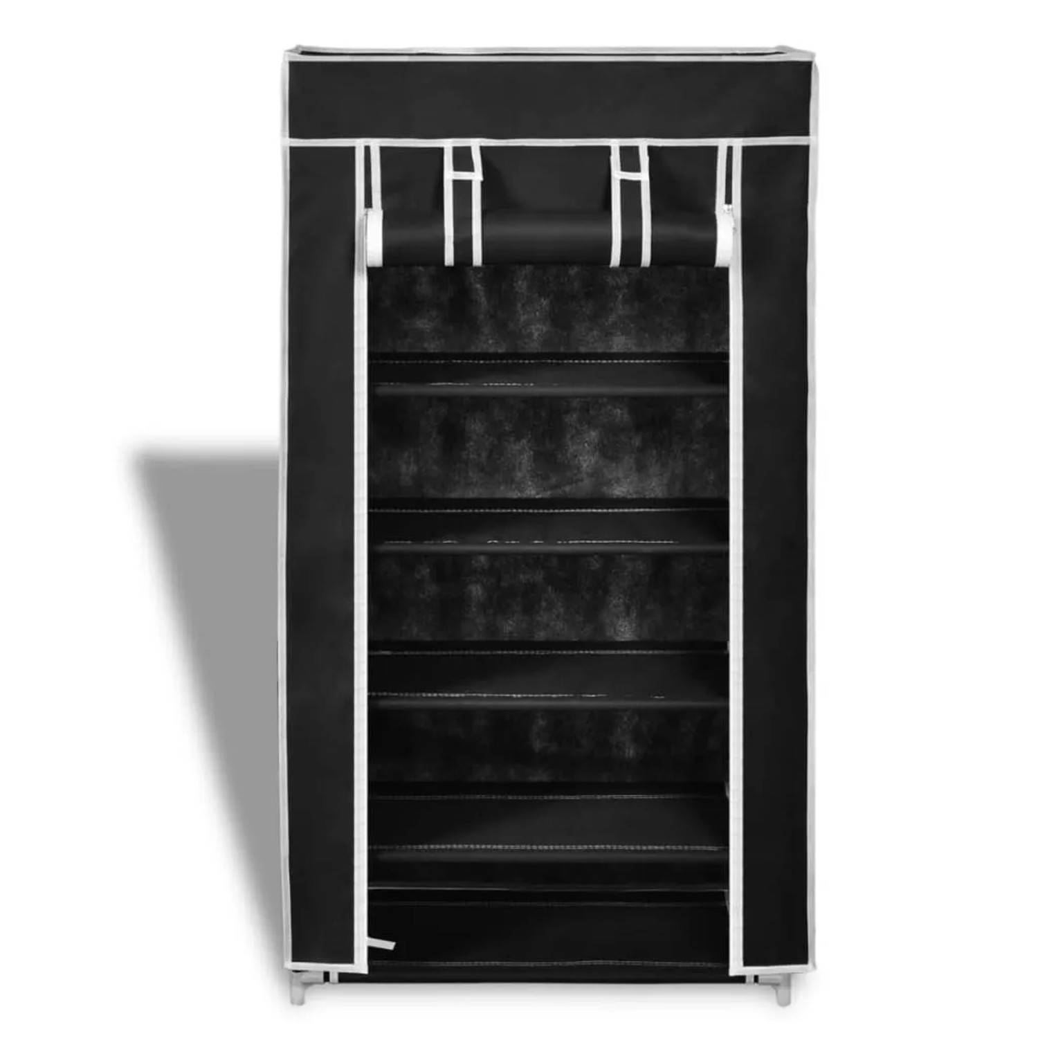 Schwarzer vidaXL Schuhschrank mit 5 Ablagen, ideal zur Schuhaufbewahrung.
