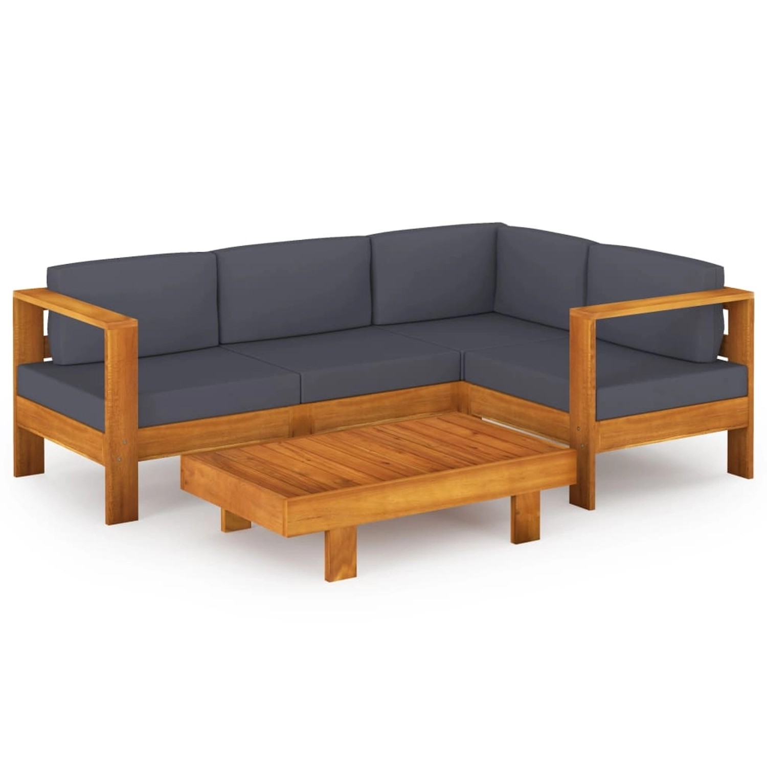 vidaXL 5-tlg Garten-Lounge-Set mit Dunkelgrauen Auflagen Akazienholz