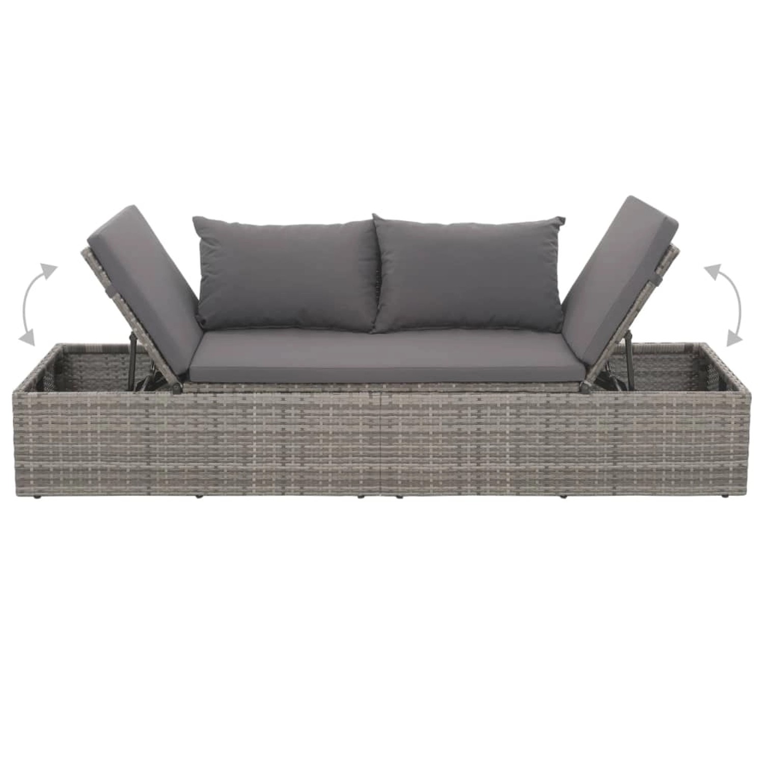 vidaXL Outdoor-Lounge-Bett mit Polster & Kissen Poly Rattan Grau 317110_5