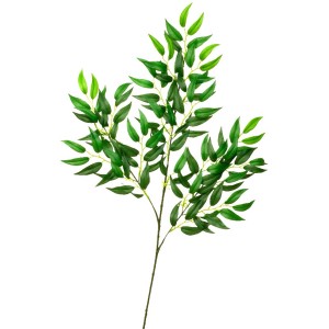 Deko Ruscus Zweig, 75 cm, grüne Kunstpflanze für stilvolle Dekoration.