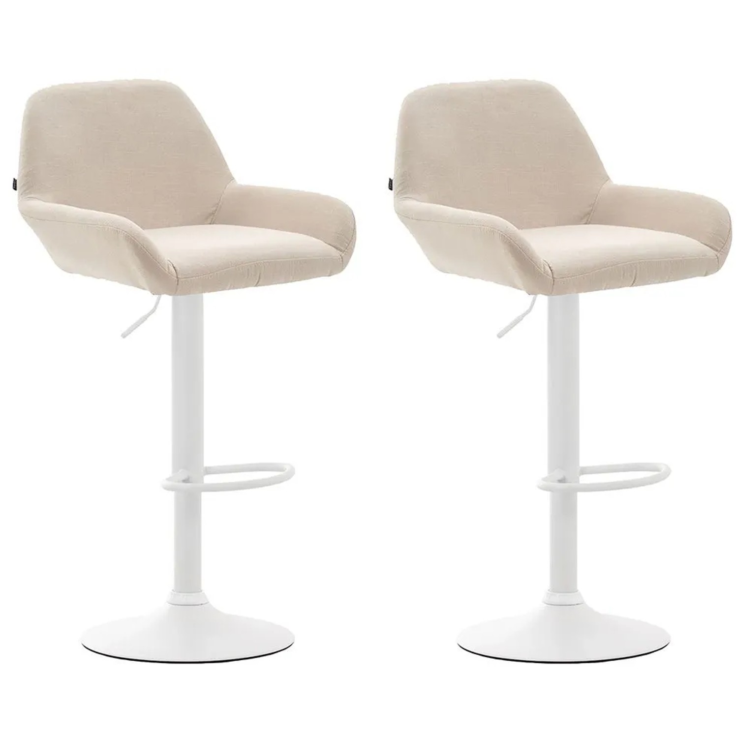 CLP 2er Set Barhocker Braga Stoff Creme/Weiß