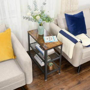 Songmics Beistelltisch Daxton mit Netzablage Industrie-Design Braun-Schwarz